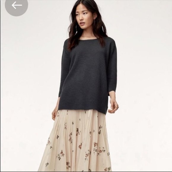 Aritzia Wilfred Black Blanchard Sweater Ribbed Knit Silk Cotton Cashmere Blend - Picture 4 of 15